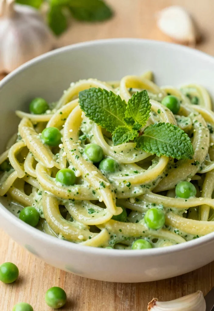 16 Dairy Free Pasta Recipes: Creamy Sauces and Easy Meals - 13. Garlic and Pea Pasta 1
