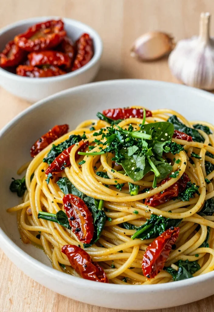 16 Dairy Free Pasta Recipes: Creamy Sauces and Easy Meals - 5. Sun-Dried Tomato and Spinach Pasta 1