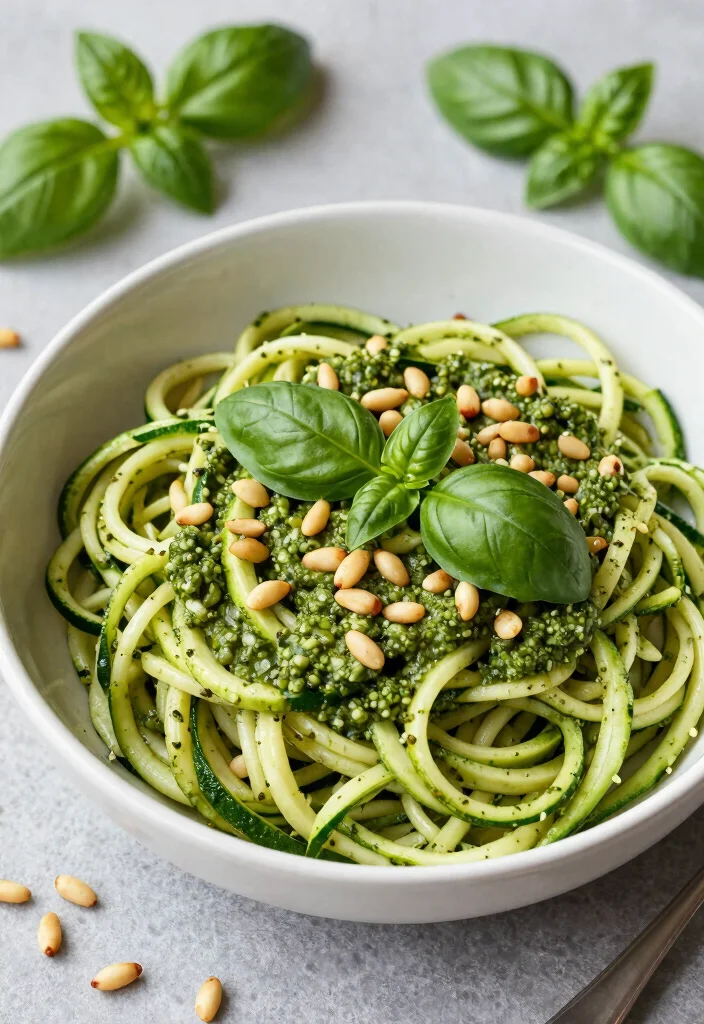 16 Dairy Free Pasta Recipes: Creamy Sauces and Easy Meals - 9. Pesto Pasta with Zucchini Noodles 1