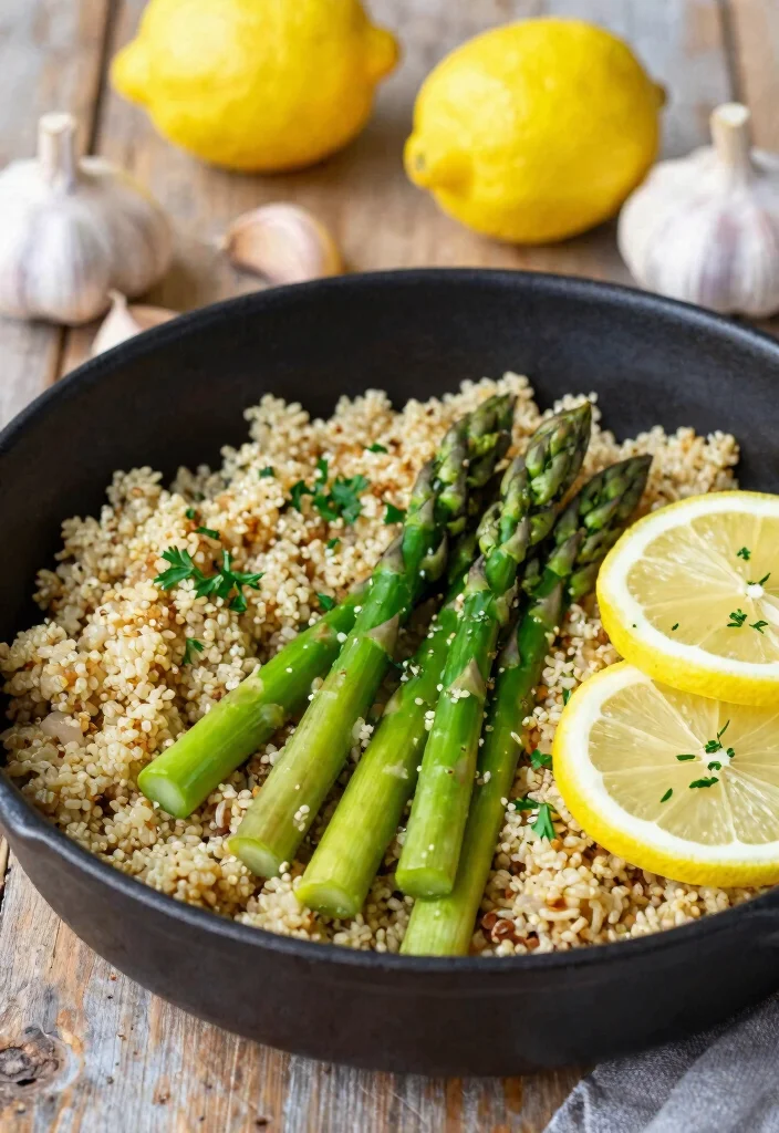 16 Healthy Dairy Free Dinner Recipes: Guilt-Free Indulgence - 3. One-Pan Lemon Garlic Quinoa with Asparagus 1