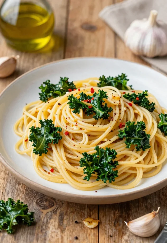 16 Healthy Dairy Free Dinner Recipes: Guilt-Free Indulgence - 5. Spaghetti Aglio e Olio with Kale 1
