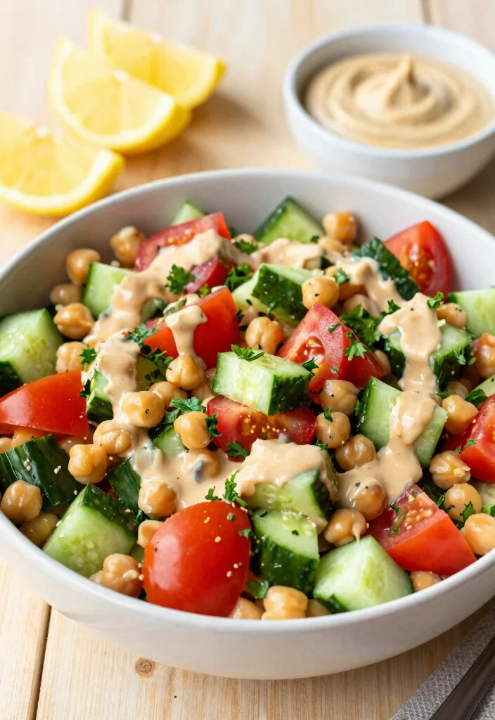 16 Low Carb Dairy Free Recipes: Slim Down Without Sacrifice - 4. Chickpea Salad with Tahini Dressing 1