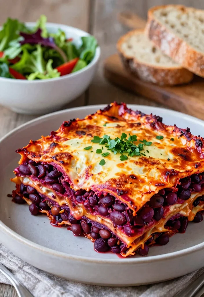 17 Dairy Free Lasagna Recipes: Layers of Flavor - 4. Lentil and Beet Lasagna 1