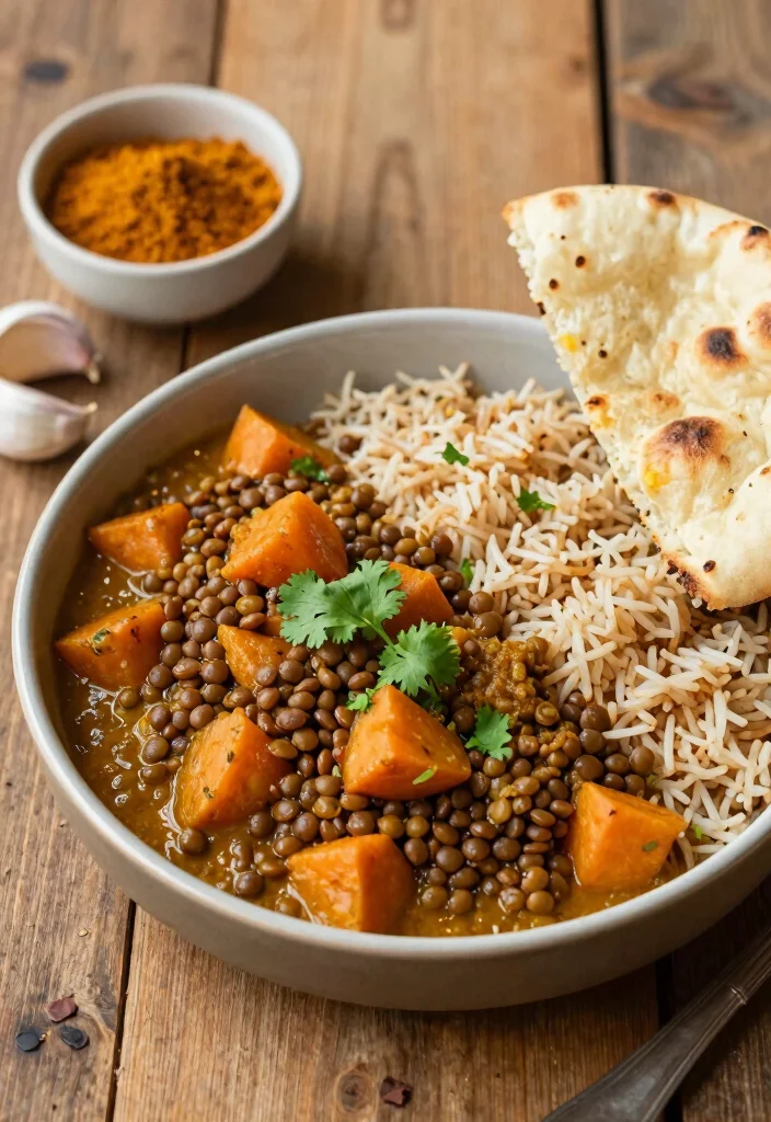 17 High Protein Dairy Free Dinner Recipes That Satisfy - 2. Lentil and Sweet Potato Curry 1