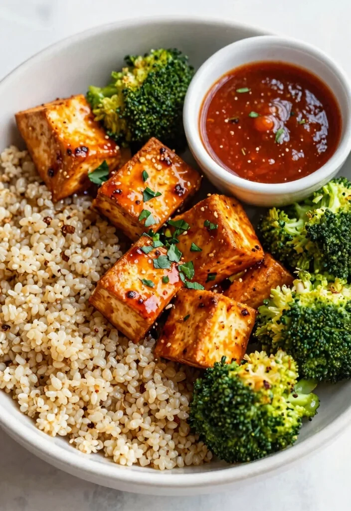 17 High Protein Dairy Free Dinner Recipes That Satisfy - 4. Spicy Tofu and Broccoli Bowl 1