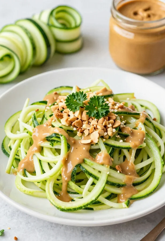 17 High Protein Dairy Free Dinner Recipes That Satisfy - 6. Zucchini Noodles with Peanut Sauce 1