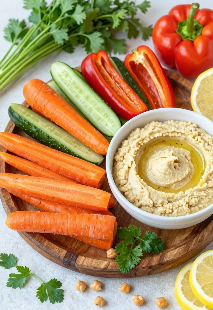 18 Crunchy and Satisfying Gluten and Dairy Free Snack Recipes for Kids - 8. Hummus and Veggie Dippers 1