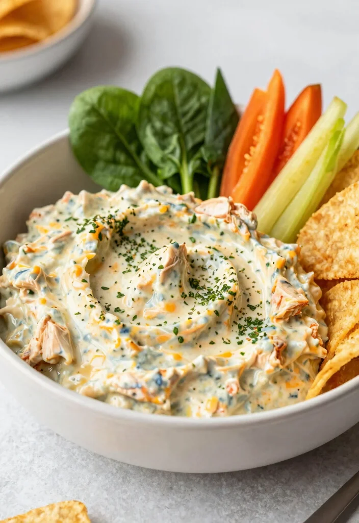 18 Dairy Free Buffalo Chicken Dip Variations: Game Day Favorite - 11. Buffalo Chicken Dip with Spinach 1