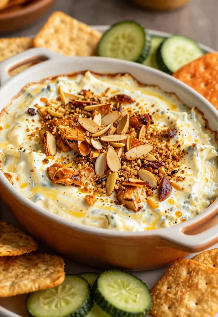 18 Dairy Free Buffalo Chicken Dip Variations: Game Day Favorite - 12. Baked Buffalo Chicken Dip with Almonds 1