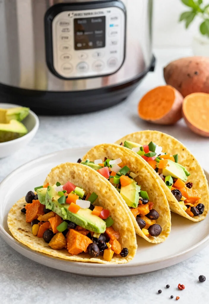 18 Dairy Free Instant Pot Recipes: Quick Weeknight Winners - 7. Sweet Potato and Black Bean Tacos 1
