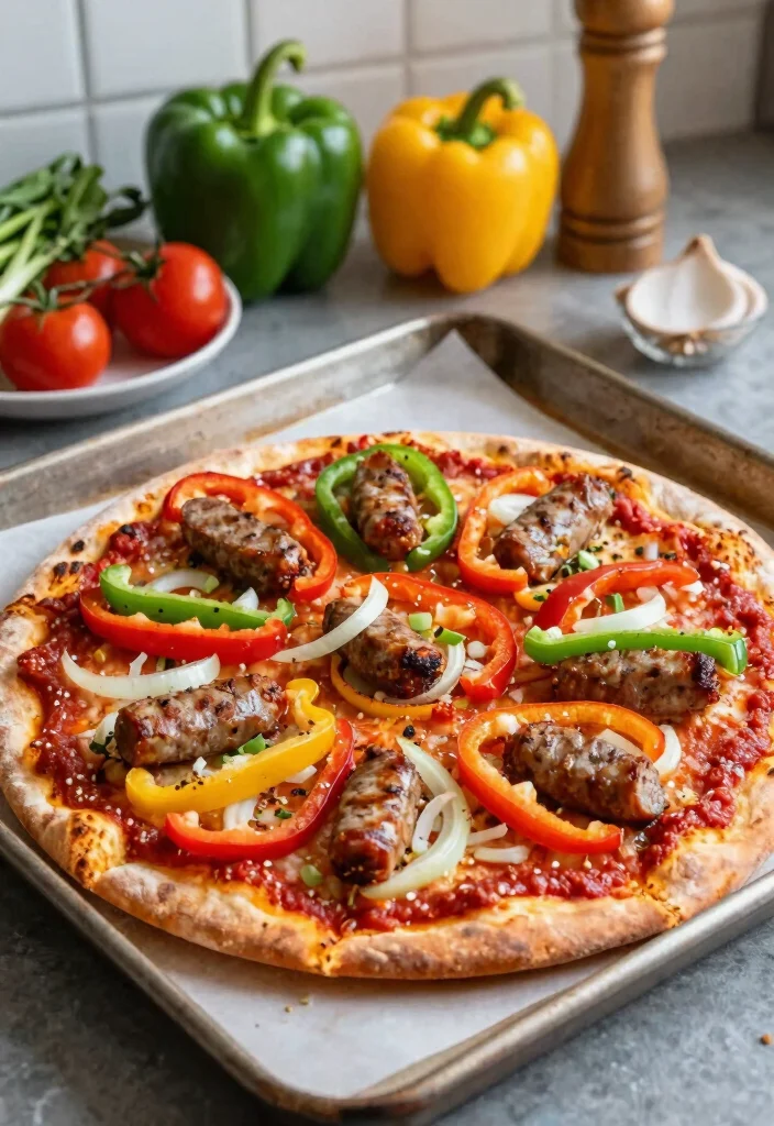 19 Dairy Free Pizza Ideas: Creative Toppings and Sauces - 13. Vegan Sausage and Peppers Pizza 1