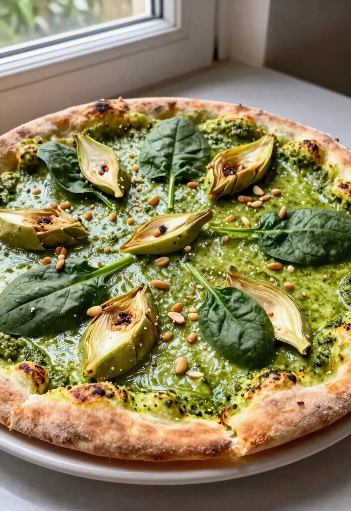 19 Dairy Free Pizza Ideas: Creative Toppings and Sauces - 5. Pesto and Spinach Wonder 1