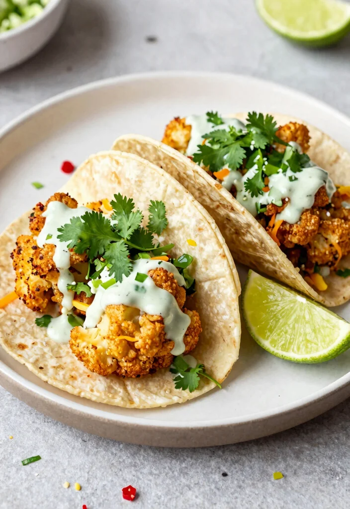 20 Dairy Free Dinner Recipes for Family Everyone Will Love - 9. Cauliflower Tacos with Cilantro Lime Sauce 1
