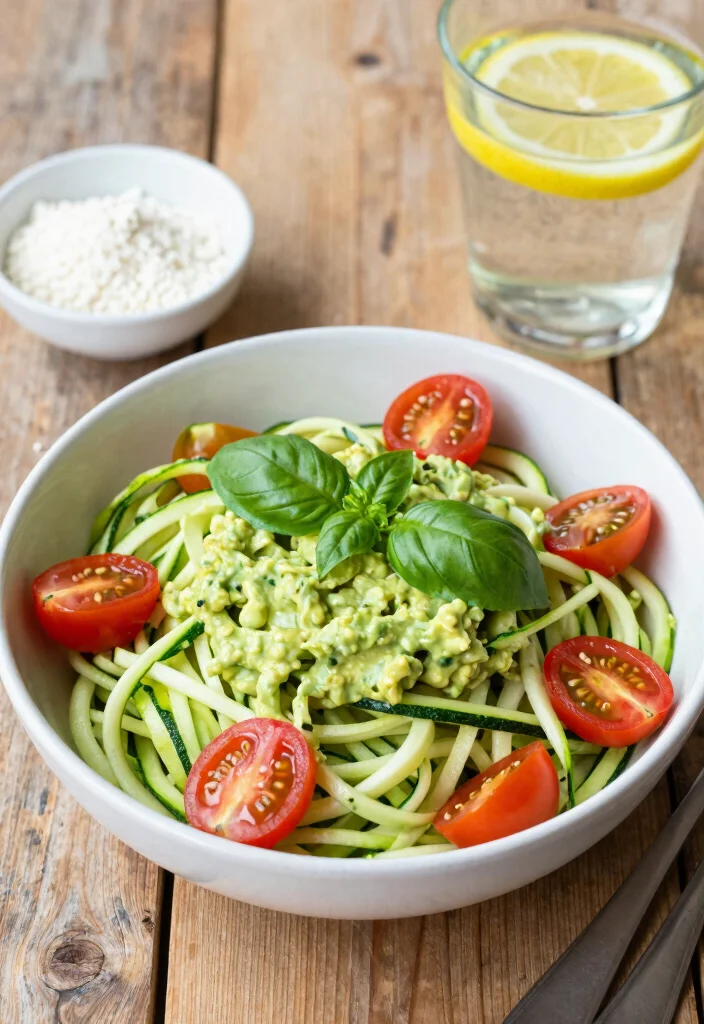 20 Gluten Dairy Sugar Free Recipes: Clean Eating Perfection - 4. Zucchini Noodles with Avocado Sauce 1