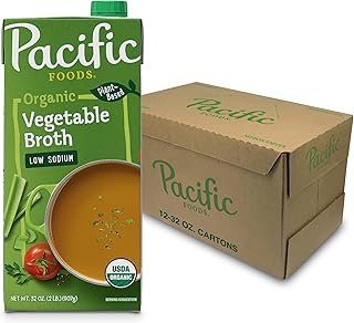 Pacific Foods Low Sodium Organic Vegetable Broth, 32 oz Carton (Case of 12)