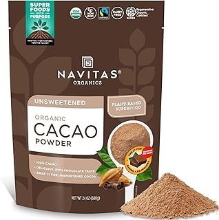 Navitas Organics Cacao Powder - Cocoa Powder Substitute 1:1, For Hot Cho...
