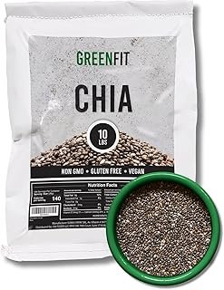 Greenfit Premium Bulk Chia Seeds (10Lbs Bag) | A+ Grade Chia | Nutrient-...
