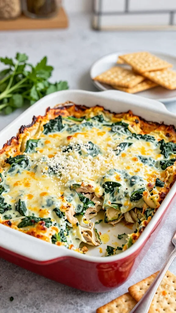 10 Gluten Free Chicken Casserole Recipes for Easy and Hearty Family Dinners - 10. Spinach and Artichoke Chicken Casserole 1