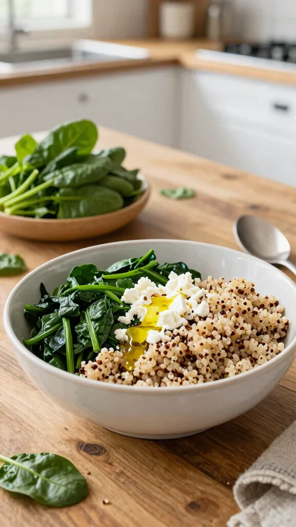 10 Gluten Free Recipes for New Moms That Are Nourishing and Easy to Make - 1. Quinoa and Spinach Breakfast Bowl 1