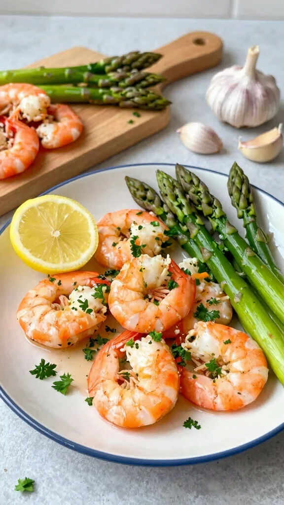 11 Low Carb Gluten Free Dairy Free Recipes for Healthy Everyday Eating - 9. Lemon Garlic Shrimp with Asparagus 1