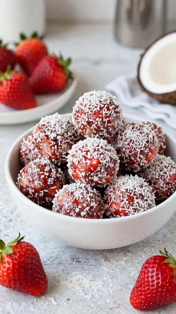 12 Gluten-Free, Lactose-Free Dessert Recipes for Sweet and Creamy Treats - 5. Strawberry Coconut Energy Bites 1