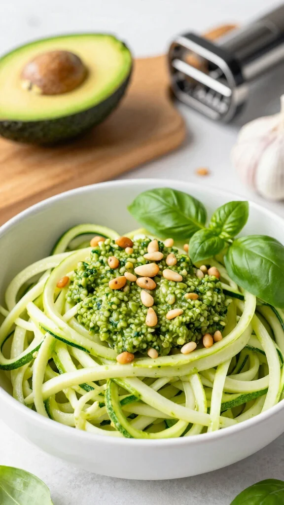 13 Gluten and Dairy Free Recipes Easy Enough for Busy Weeknights - 3. Zucchini Noodles with Avocado Pesto 1