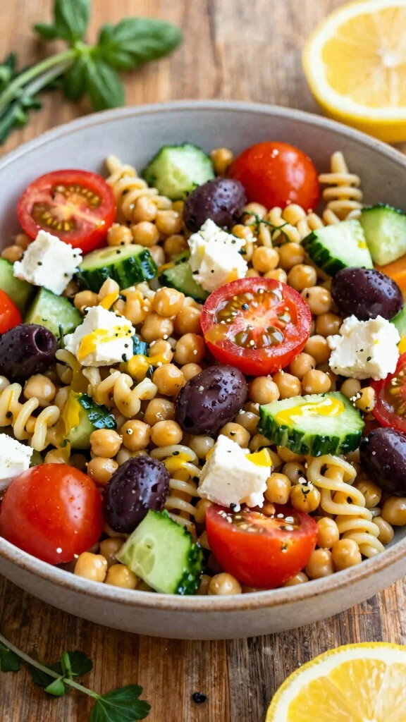 14 Gluten Free Pasta Salad Recipes That Are Fresh, Easy, and Crowd Pleasing - 1. Mediterranean Chickpea Pasta Salad 1