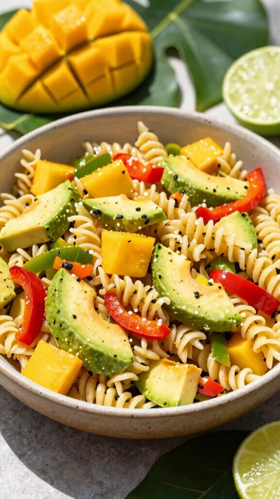 14 Gluten Free Pasta Salad Recipes That Are Fresh, Easy, and Crowd Pleasing - 11. Mango Avocado Pasta Salad 1