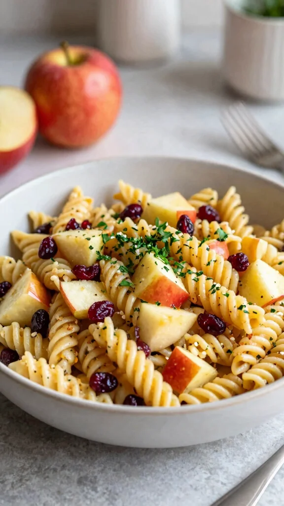 14 Gluten Free Pasta Salad Recipes That Are Fresh, Easy, and Crowd Pleasing - 13. Curried Pasta Salad with Apples and Cranberries 1