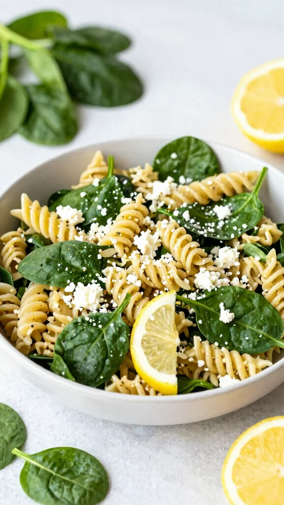 14 Gluten Free Pasta Salad Recipes That Are Fresh, Easy, and Crowd Pleasing - 14. Spinach and Feta Pasta Salad 1