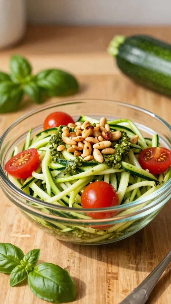 14 Gluten Free Pasta Salad Recipes That Are Fresh, Easy, and Crowd Pleasing - 2. Pesto Zucchini Noodle Salad 1