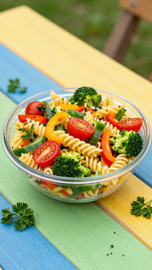 14 Gluten Free Pasta Salad Recipes That Are Fresh, Easy, and Crowd Pleasing - 9. Rainbow Veggie Pasta Salad 1