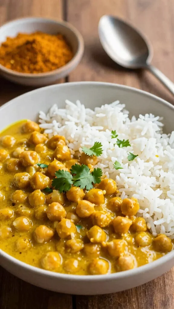 14 High Protein Gluten Free Meals for Easy Lunches and Family Dinners - 13. Coconut Curry Chickpeas 1