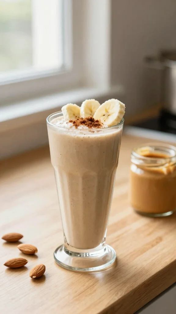 14 High Protein Gluten Free Meals for Easy Lunches and Family Dinners - 5. Almond Butter Banana Smoothie 1