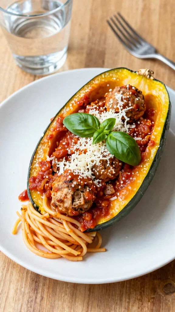 14 High Protein Gluten Free Meals for Easy Lunches and Family Dinners - 6. Spaghetti Squash with Turkey Meatballs 1